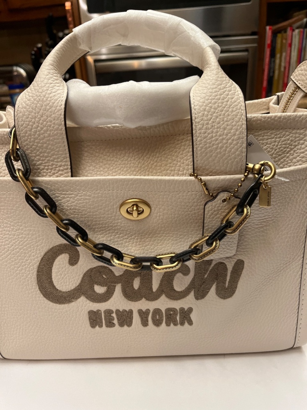 NWOT COACH Brand Blk/Gold Bag Chain/Charm Accessory.  Metal.  18” Long. - Picture 6 of 6